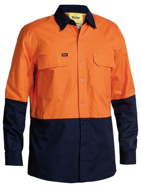 Bisley Polos / Shirts Orange/Navy / S Bisley X Airflow Hi Vis Ripstop Shirt