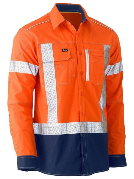 Bisley Polos / Shirts Orange/Navy / XS Bisley Flx & Move X Taped Hi Vis Utility Shirt