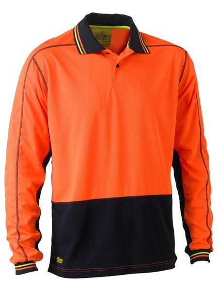 Bisley Polos / Shirts Orange/Navy / XS Bisley Hi Vis Polyester Mesh Long Sleeve Polo
