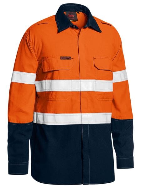 Bisley Polos / Shirts Orange/Navy / XS Bisley TenCate Tecasafe® Plus 480 Taped Hi Vis Lightweight FR Vented Shirt