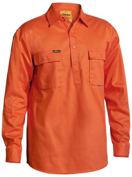 Bisley Polos / Shirts Orange / S Bisley Closed Front Cotton Drill Shirt