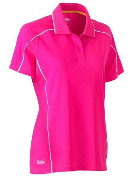 Bisley Polos / Shirts Pink / 6 Bisley Women's Cool Mesh Polo with Reflective Piping
