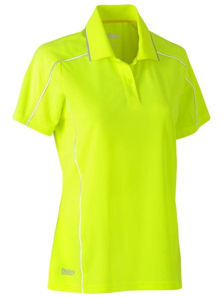 Bisley Polos / Shirts Yellow / 6 Bisley Women's Cool Mesh Polo with Reflective Piping