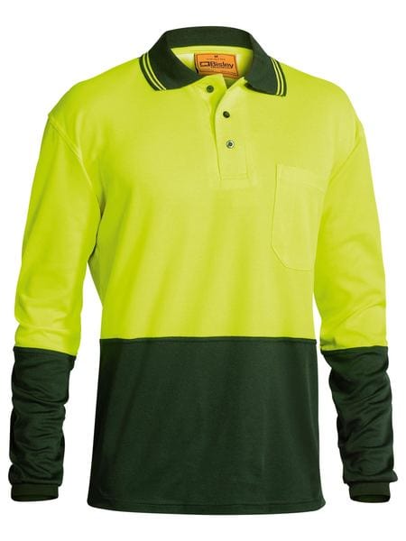 Bisley Polos / Shirts Yellow/Bottle / S Bisley Hi Vis Long Sleeve Polo Shirt