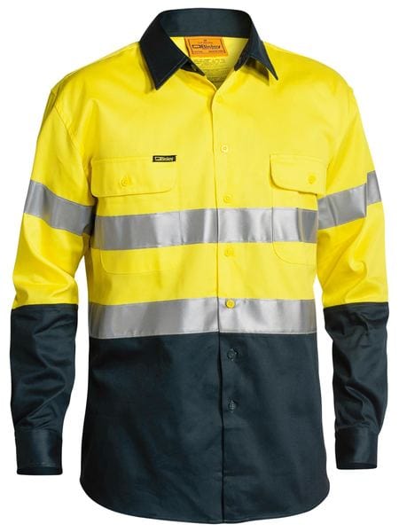Bisley Polos / Shirts Yellow/Bottle / S Bisley Taped Hi Vis Drill Shirt