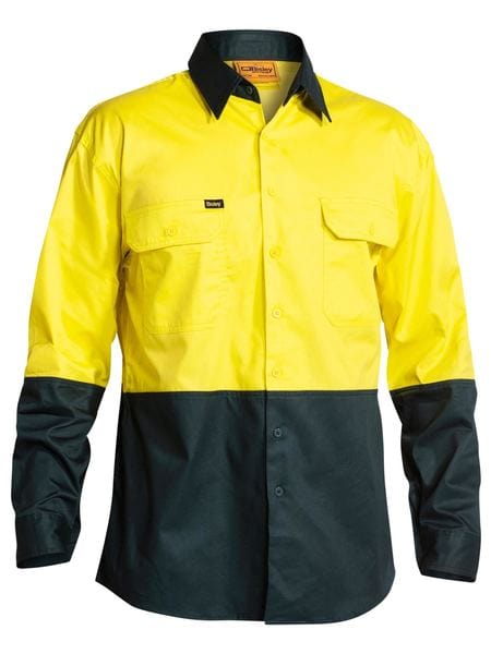 Bisley Polos / Shirts Yellow/Bottle / XS Bisley Hi Vis Cool Lightweight Drill Shirt