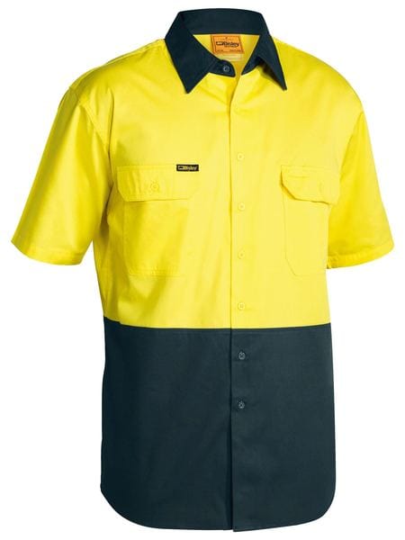 Bisley Polos / Shirts Yellow/Bottle / XS Bisley Hi Vis Cool Lightweight Drill Shirt