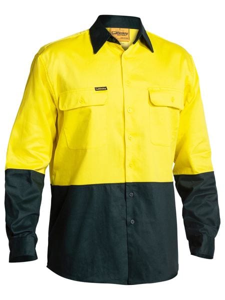 Bisley Polos / Shirts Yellow/Bottle / XS Bisley Hi Vis Drill Shirt