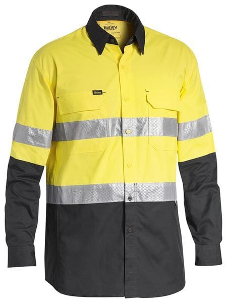 Bisley Polos / Shirts Yellow/Charcoal / S Bisley X Airflow Taped Hi Vis Ripstop Shirt