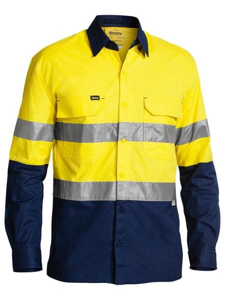 Bisley Polos / Shirts Yellow/Navy / S Bisley X Airflow Taped Hi Vis Ripstop Shirt