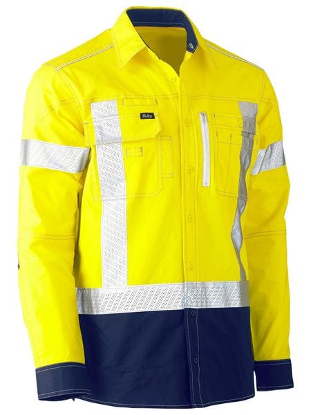 Bisley Polos / Shirts Yellow/Navy / XS Bisley Flx & Move X Taped Hi Vis Utility Shirt