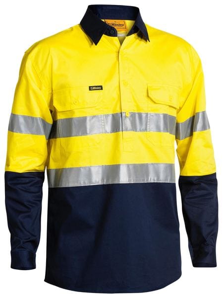 Bisley Polos / Shirts Yellow/Navy / XS Bisley Hi Vis Closed Front Cool Light Weight Shirt
