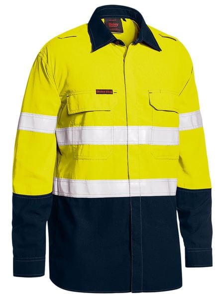 Bisley Polos / Shirts Yellow/Navy / XS Bisley TenCate Tecasafe® Plus 480 Taped Hi Vis Lightweight FR Vented Shirt