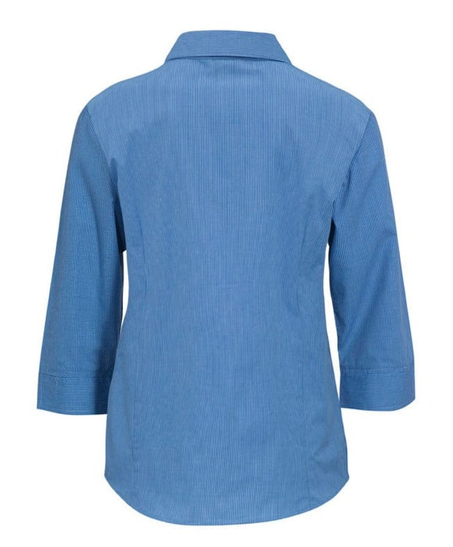 Biz Collection Polos / Shirts Biz Collection Ladies Micro Check 3/4 Sleeve Shirt