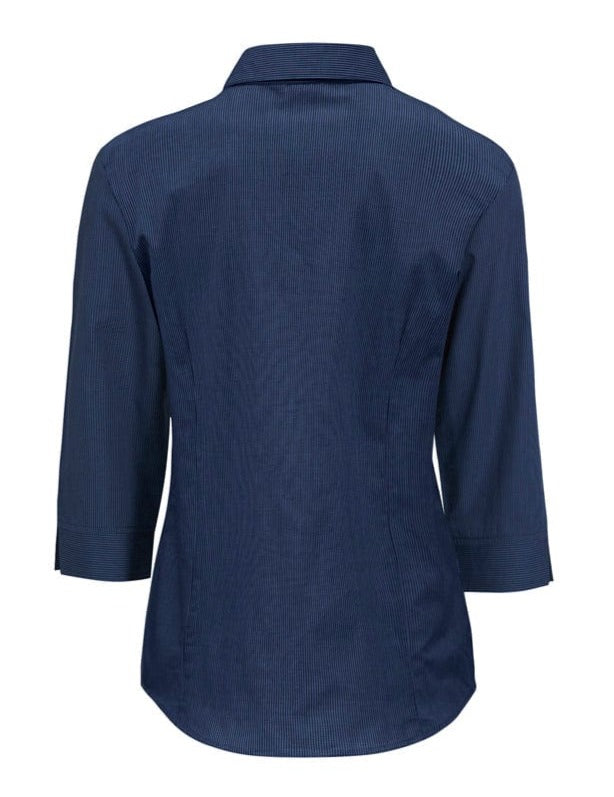 Biz Collection Polos / Shirts Biz Collection Ladies Micro Check 3/4 Sleeve Shirt