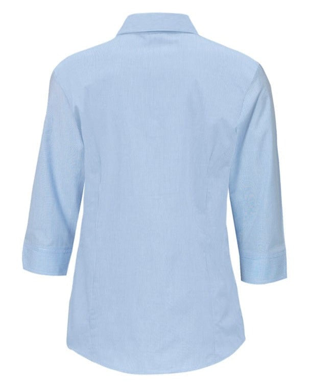Biz Collection Polos / Shirts Biz Collection Ladies Micro Check 3/4 Sleeve Shirt