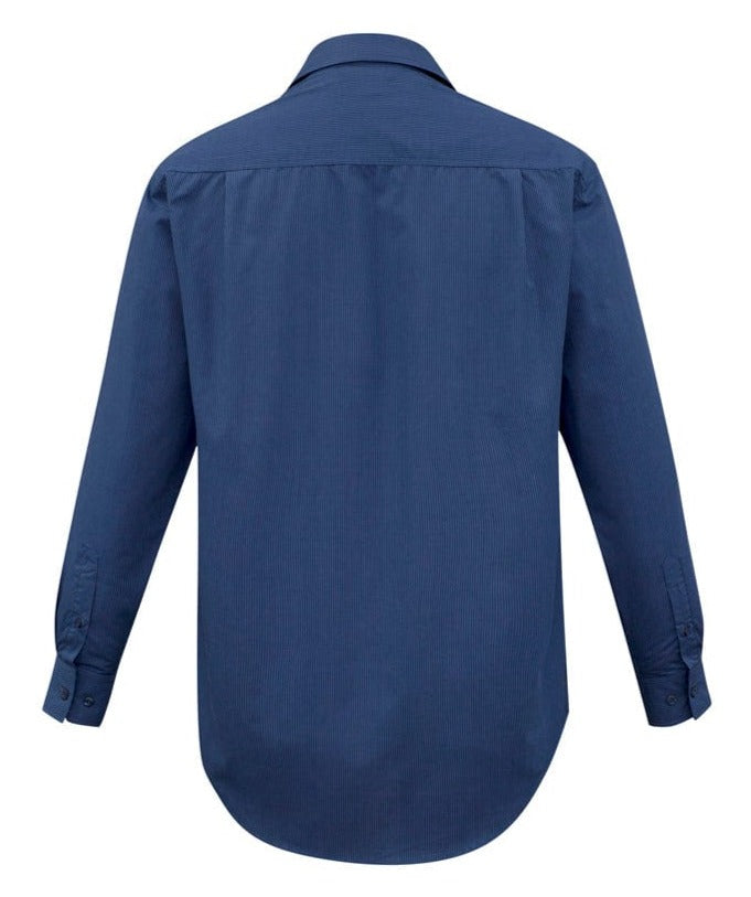 Biz Collection Polos / Shirts Biz Collection Mens Micro Check Long Sleeve Shirt
