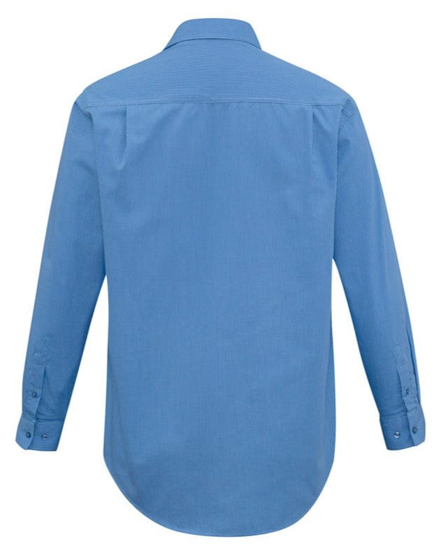Biz Collection Polos / Shirts Biz Collection Mens Micro Check Long Sleeve Shirt