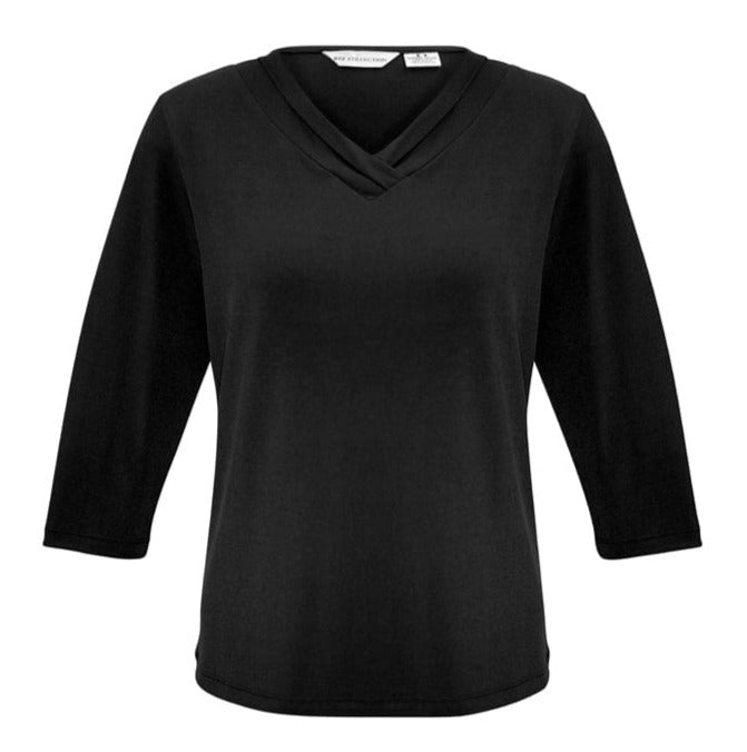 Biz Collection Polos / Shirts Black / 6 Biz Collection Ladies Lana 3/4 Sleeve Top