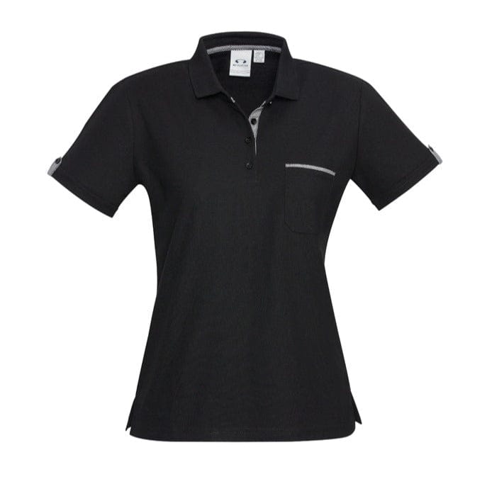Biz Collection Polos / Shirts Black/Check / 6 Biz Collection Ladies Edge Polo