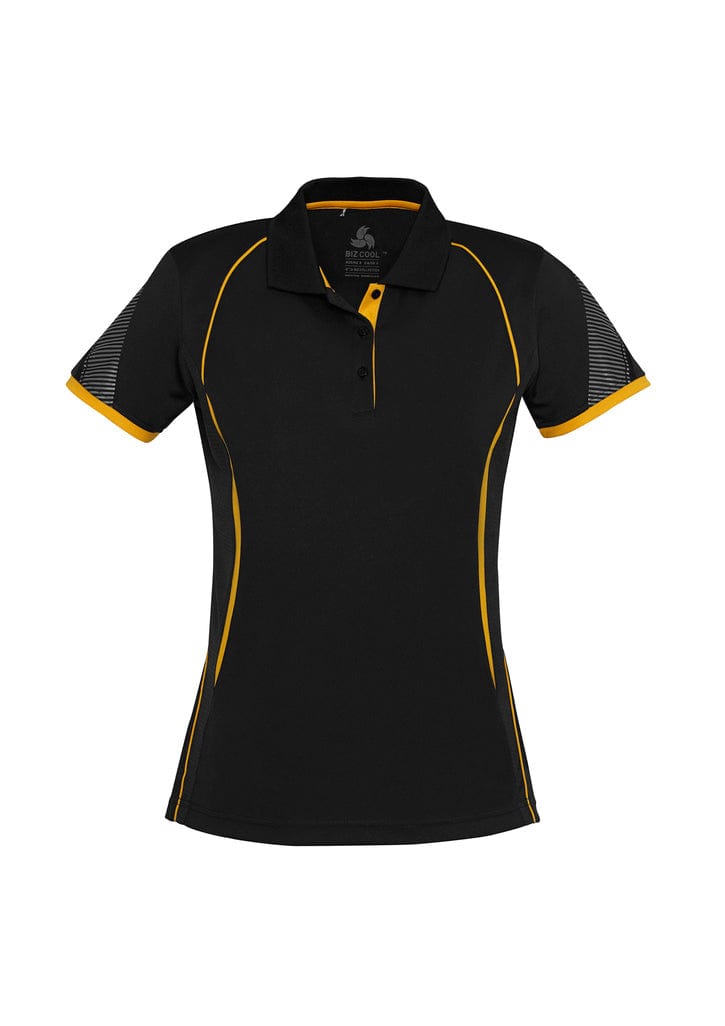 Biz Collection Polos / Shirts Black/Gold / 8 Biz Collection Ladies Razor Polo