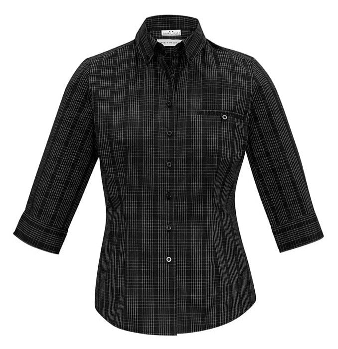 Biz Collection Polos / Shirts Black/Silver / 6 Biz Collection Ladies Harper 3/4 Sleeve Shirt