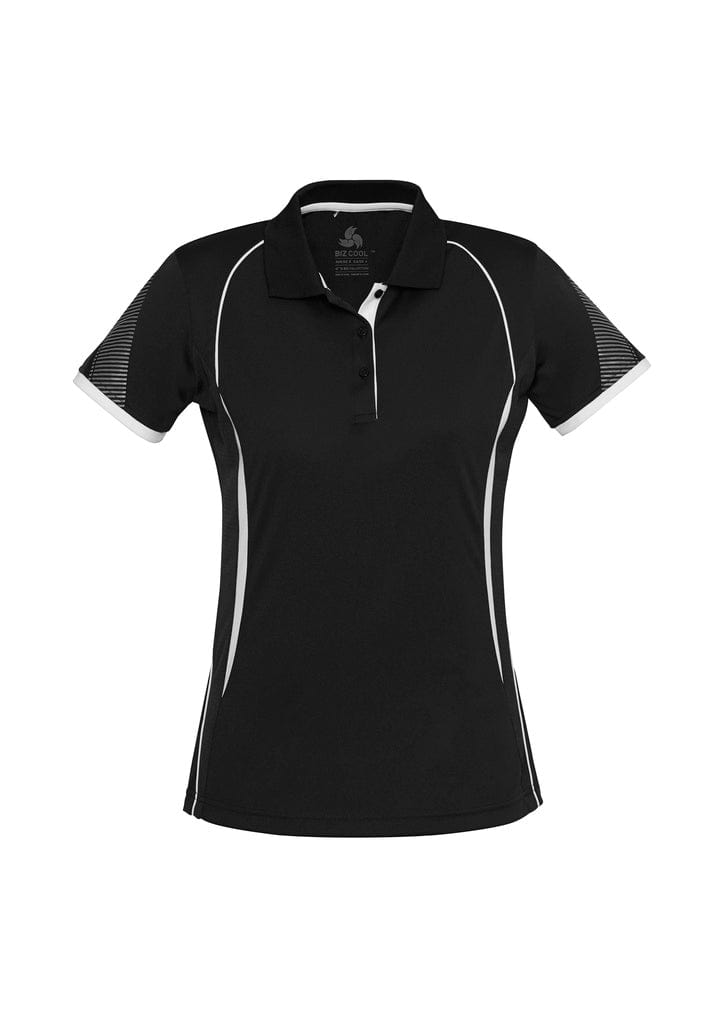 Biz Collection Polos / Shirts Black/White / 8 Biz Collection Ladies Razor Polo