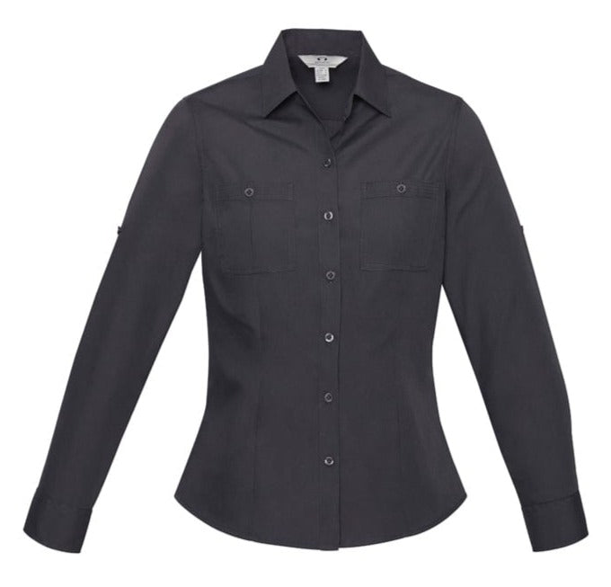 Biz Collection Polos / Shirts Charcoal / 6 Biz Collection Ladies Bondi Long Sleeve Shirt