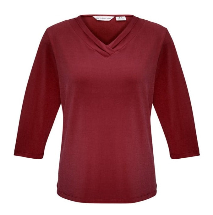 Biz Collection Polos / Shirts Cherry / 6 Biz Collection Ladies Lana 3/4 Sleeve Top