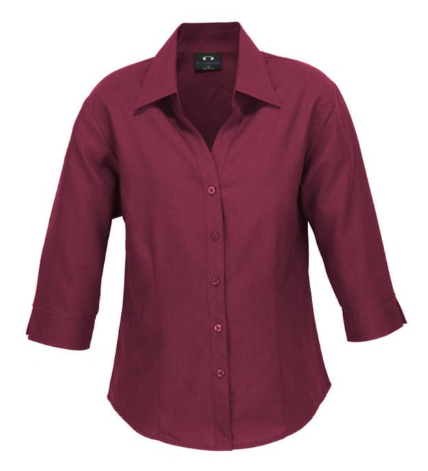 Biz Collection Polos / Shirts Cherry / 6 Biz Collection Ladies Plain Oasis 3/4 Sleeve Shirt