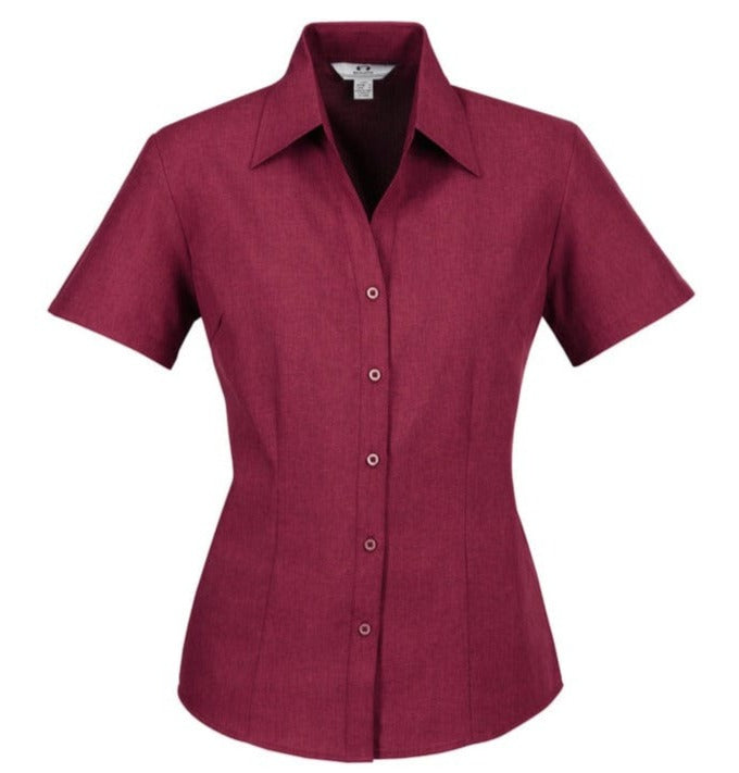 Biz Collection Polos / Shirts Cherry / 6 Biz Collection Ladies Plain Oasis Short Sleeve Shirt