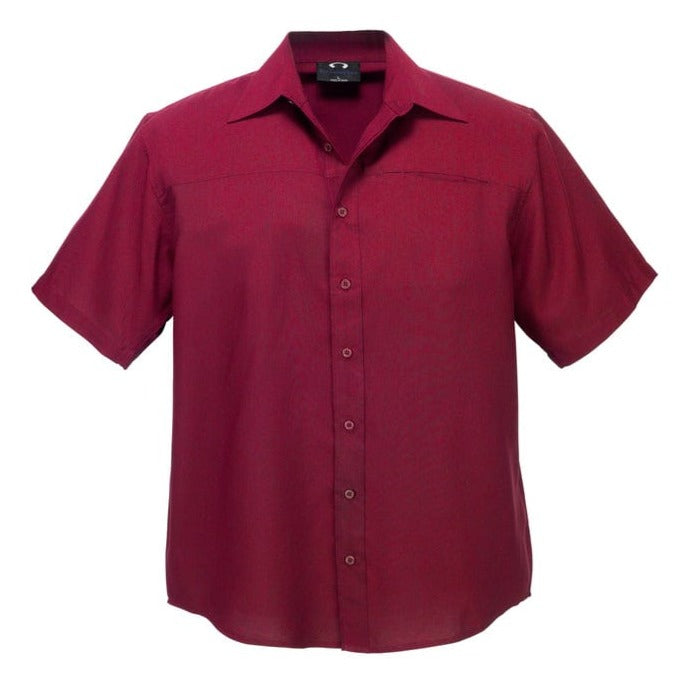 Biz Collection Polos / Shirts Cherry / S Biz Collection Mens Plain Oasis Short Sleeve Shirt