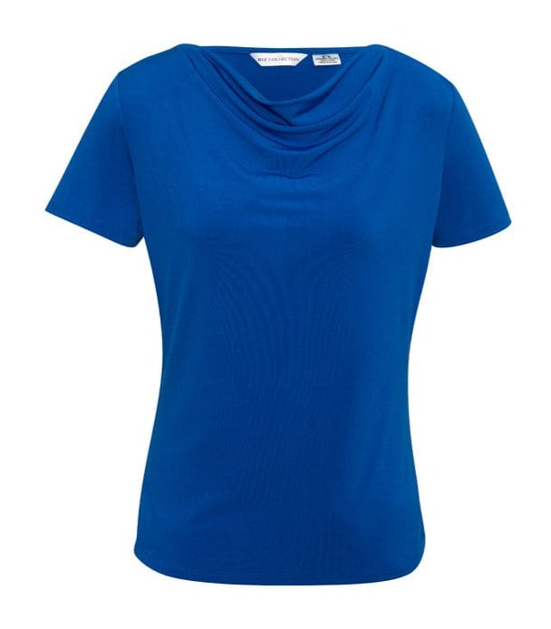 Biz Collection Polos / Shirts Electric Blue / 6 Biz Collection Ladies Ava Drape Knit Top