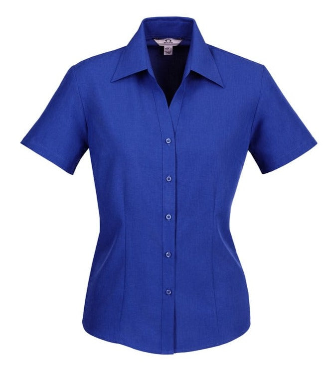 Biz Collection Polos / Shirts Electric Blue / 6 Biz Collection Ladies Plain Oasis Short Sleeve Shirt