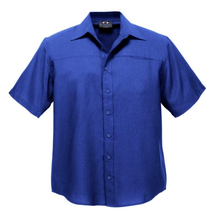 Biz Collection Polos / Shirts Electric Blue / S Biz Collection Mens Plain Oasis Short Sleeve Shirt