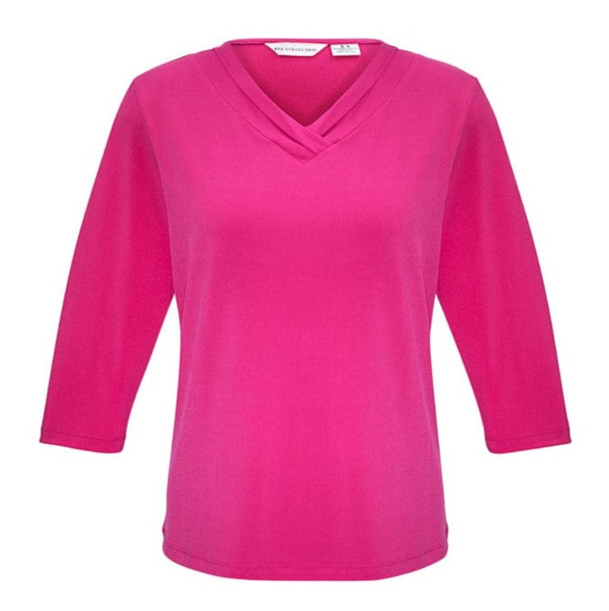 Biz Collection Polos / Shirts Fuchsia / 6 Biz Collection Ladies Lana 3/4 Sleeve Top
