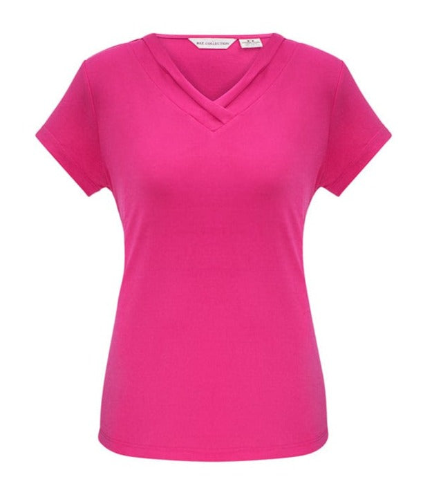 Biz Collection Polos / Shirts Fuchsia / 6 Biz Collection Ladies Lana Short Sleeve Top