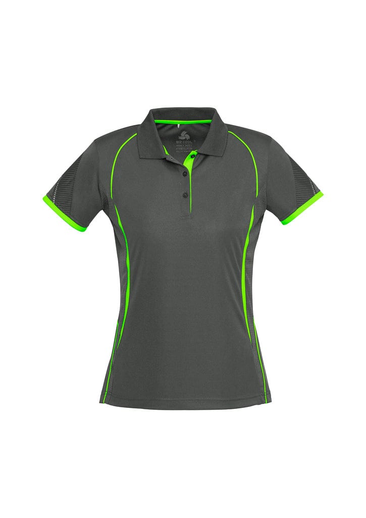 Biz Collection Polos / Shirts Grey/Fluoro Lime / 8 Biz Collection Ladies Razor Polo