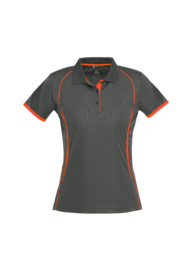 Biz Collection Polos / Shirts Grey/Fluoro Orange / 8 Biz Collection Ladies Razor Polo