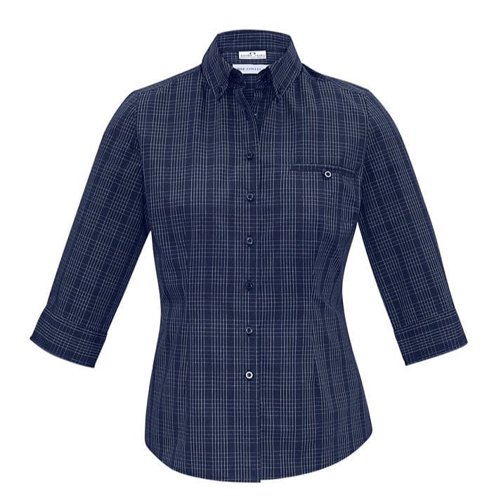 Biz Collection Polos / Shirts Ink/Silver / 6 Biz Collection Ladies Harper 3/4 Sleeve Shirt