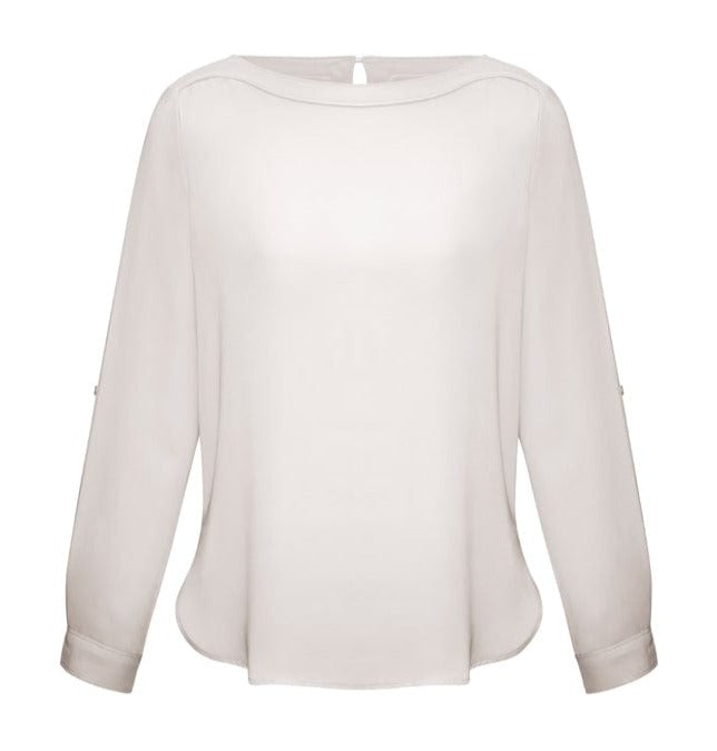 Biz Collection Polos / Shirts Ivory / 6 Biz Collection Ladies Madison Boatneck Blouse