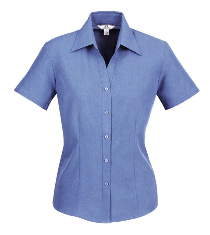 Biz Collection Polos / Shirts Mid Blue / 6 Biz Collection Ladies Plain Oasis Short Sleeve Shirt