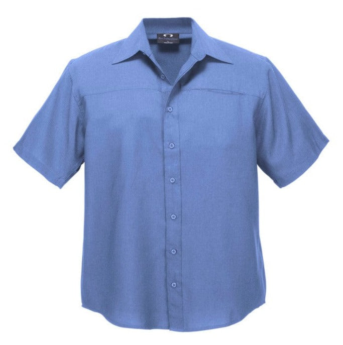 Biz Collection Polos / Shirts Mid Blue / S Biz Collection Mens Plain Oasis Short Sleeve Shirt