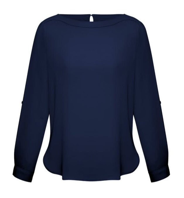 Biz Collection Polos / Shirts Midnight Blue / 6 Biz Collection Ladies Madison Boatneck Blouse