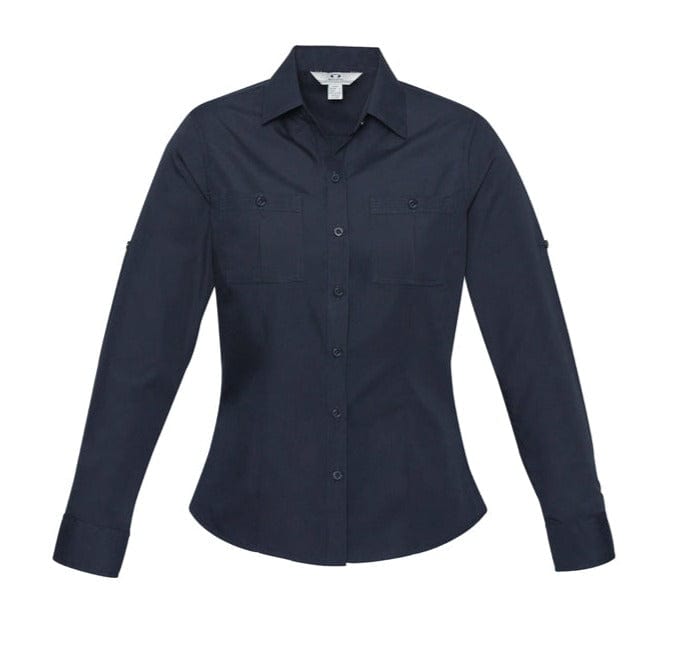 Biz Collection Polos / Shirts Navy / 6 Biz Collection Ladies Bondi Long Sleeve Shirt