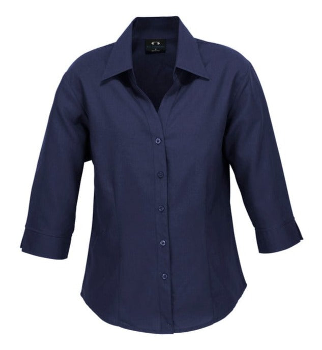 Biz Collection Polos / Shirts Navy / 6 Biz Collection Ladies Plain Oasis 3/4 Sleeve Shirt