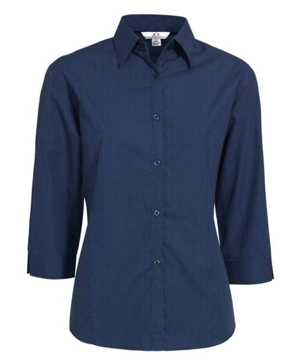 Biz Collection Polos / Shirts Navy / 8 Biz Collection Ladies Micro Check 3/4 Sleeve Shirt