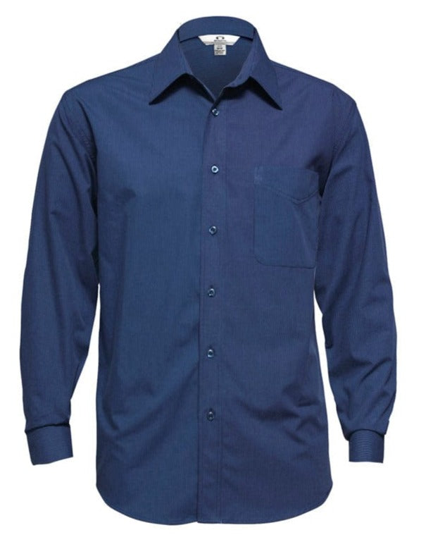 Biz Collection Polos / Shirts Navy / S Biz Collection Mens Micro Check Long Sleeve Shirt