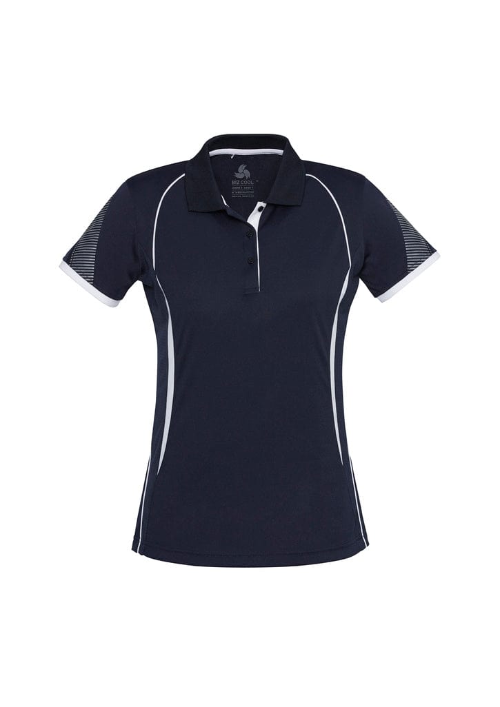 Biz Collection Polos / Shirts Navy/White / 8 Biz Collection Ladies Razor Polo