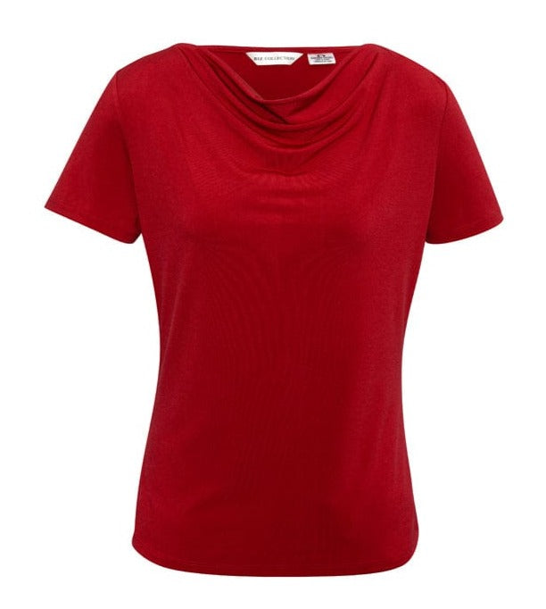 Biz Collection Polos / Shirts Red / 6 Biz Collection Ladies Ava Drape Knit Top